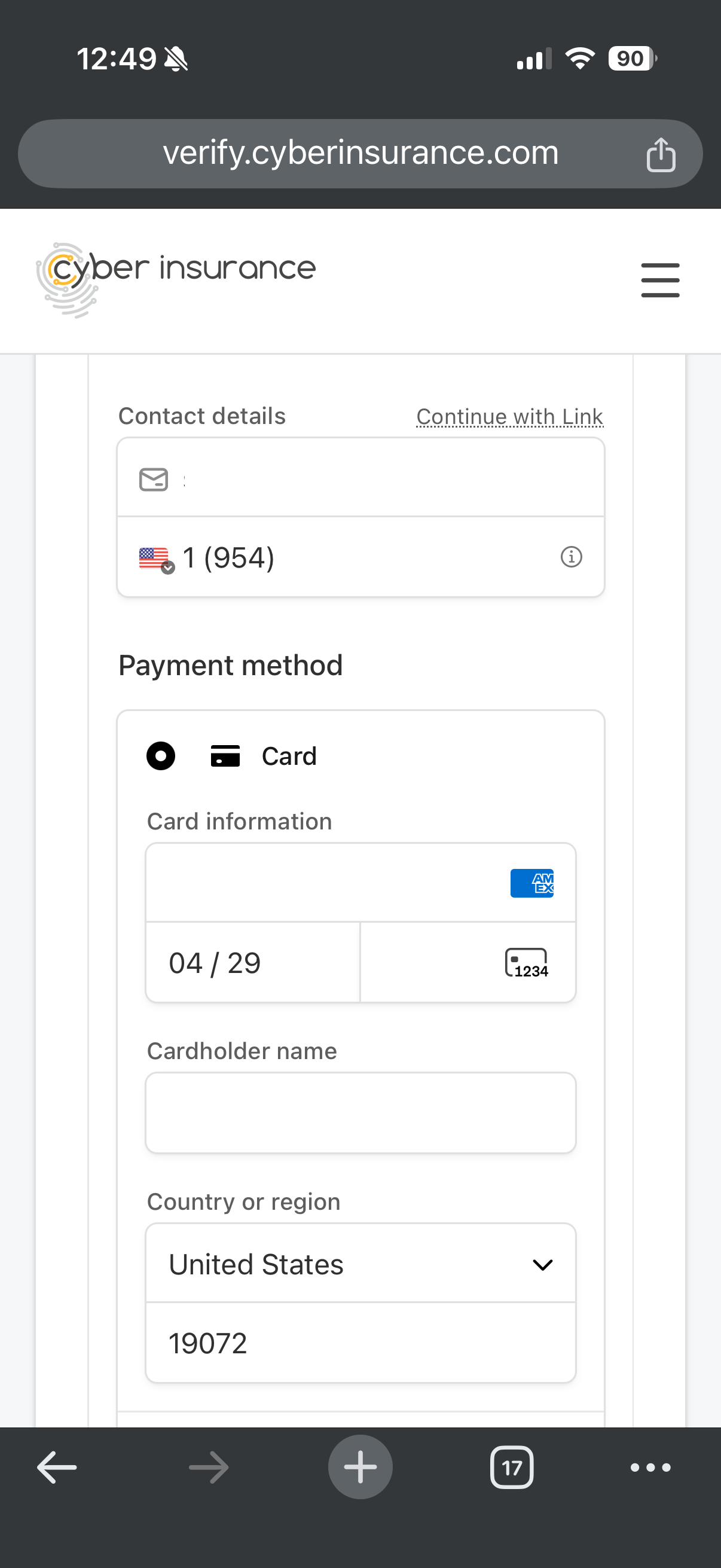 Screenshot: First Step Is Payment