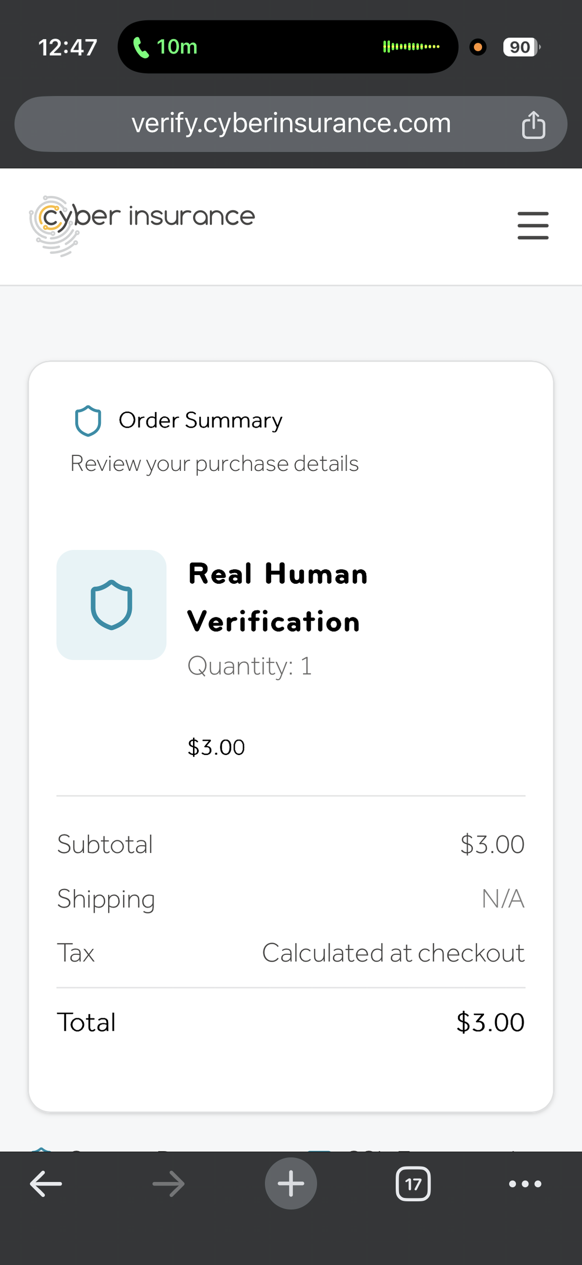 Screenshot: First Step Is Payment